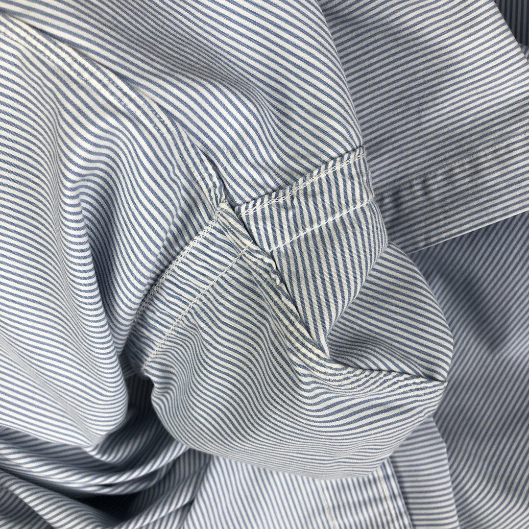 Ralph Lauren BLAKE Stripe Pattern Long Sleeve Button-Down Shirt, Men's Size XL cotton Blue type light blue Vintage Second Hand