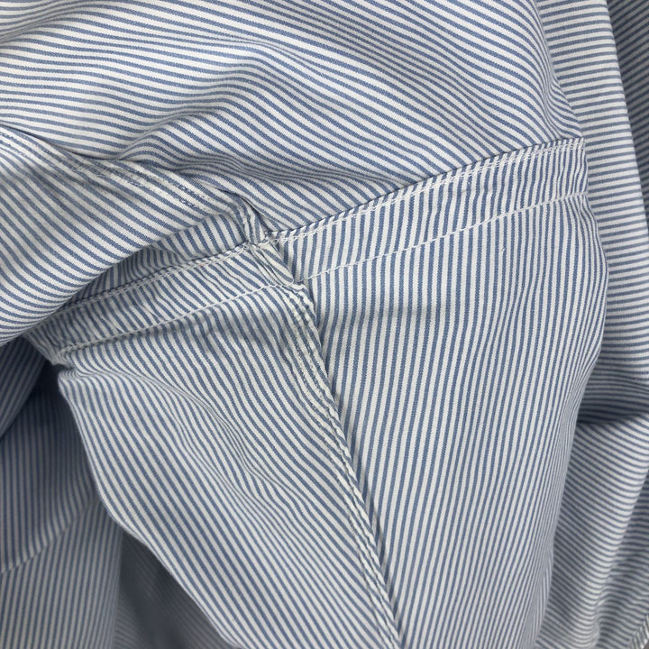 Ralph Lauren BLAKE Stripe Pattern Long Sleeve Button-Down Shirt, Men's Size XL cotton Blue type light blue Vintage Second Hand