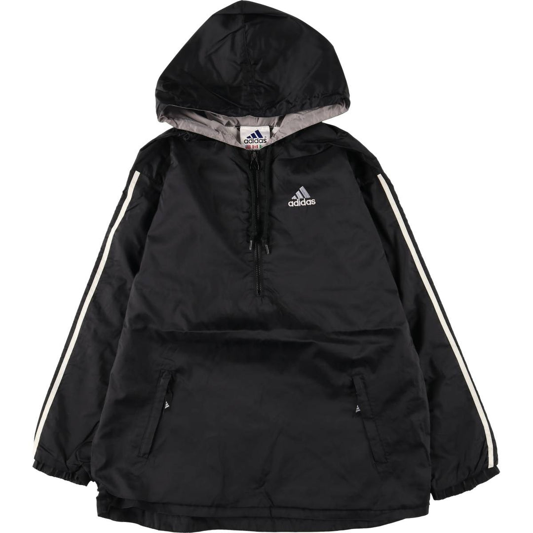 90s-00'S Adidas Half-Zip Hooded Nylon Pullover with Back Logo, Men's Size XL Nylon black type Vintage Second Hand