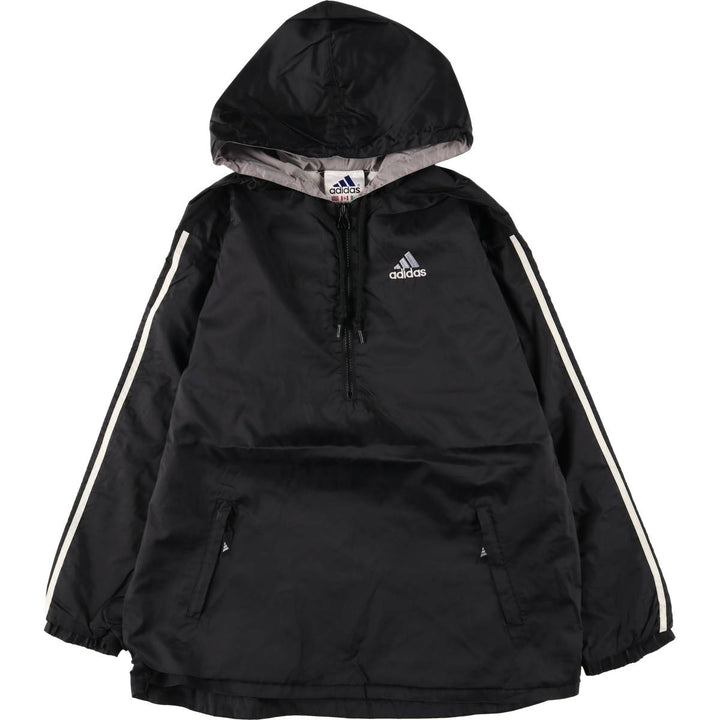 90s-00'S Adidas Half-Zip Hooded Nylon Pullover with Back Logo, Men's Size XL Nylon black type Vintage Second Hand