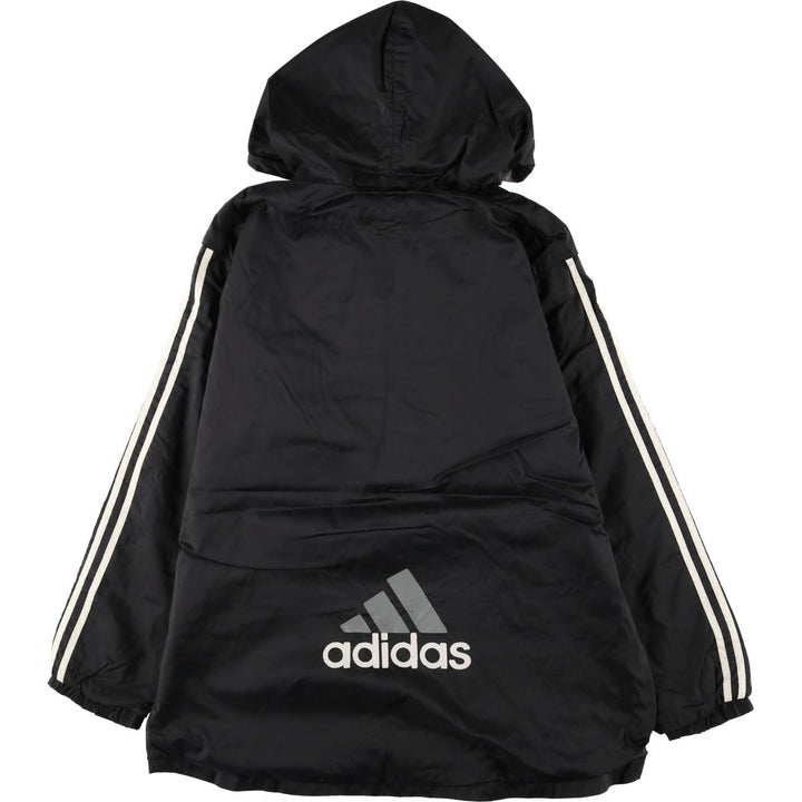 90s-00'S Adidas Half-Zip Hooded Nylon Pullover with Back Logo, Men's Size XL Nylon black type Vintage Second Hand