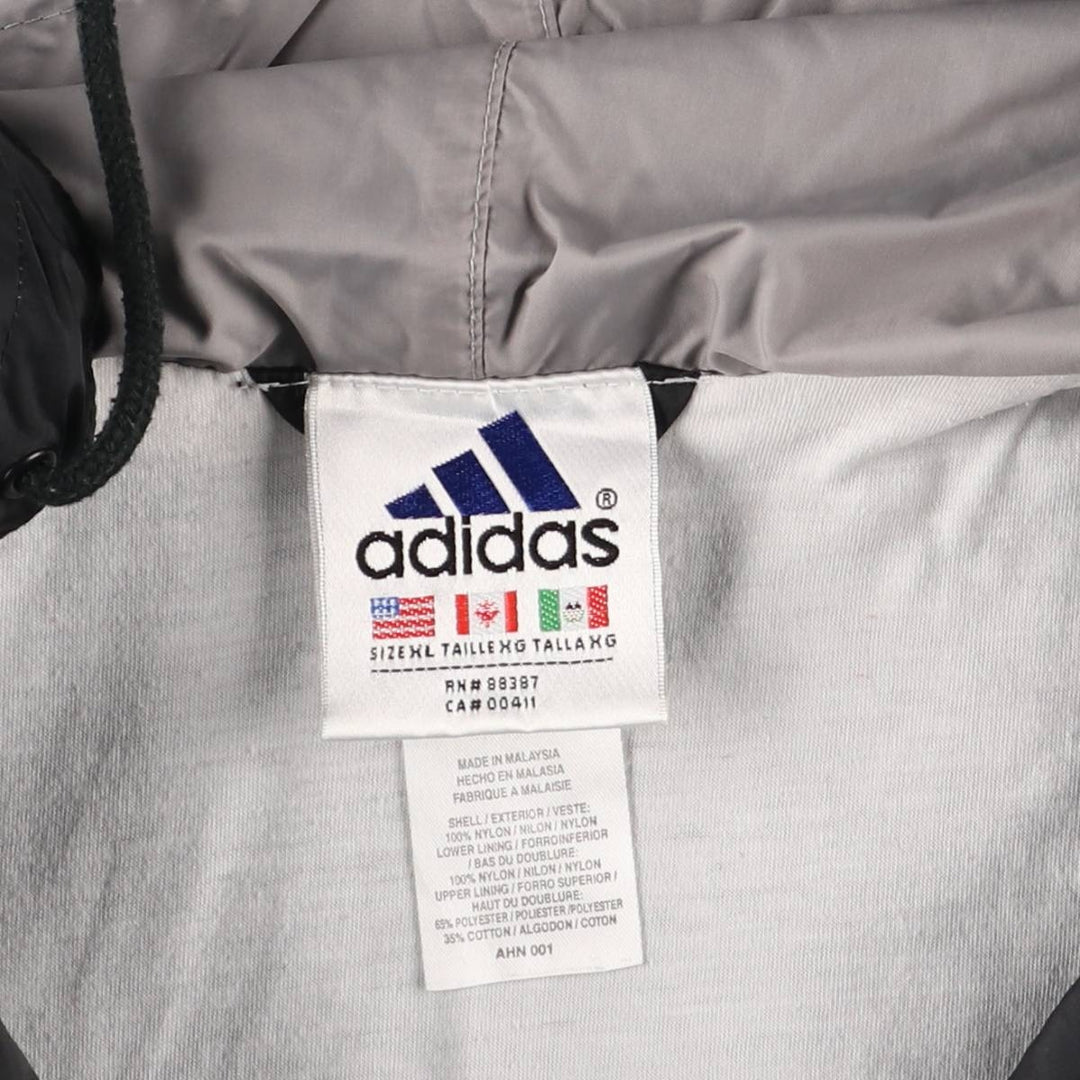 90s-00'S Adidas Half-Zip Hooded Nylon Pullover with Back Logo, Men's Size XL Nylon black type Vintage Second Hand