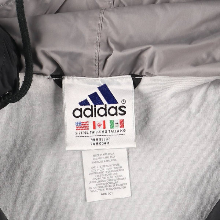 90s-00'S Adidas Half-Zip Hooded Nylon Pullover with Back Logo, Men's Size XL Nylon black type Vintage Second Hand