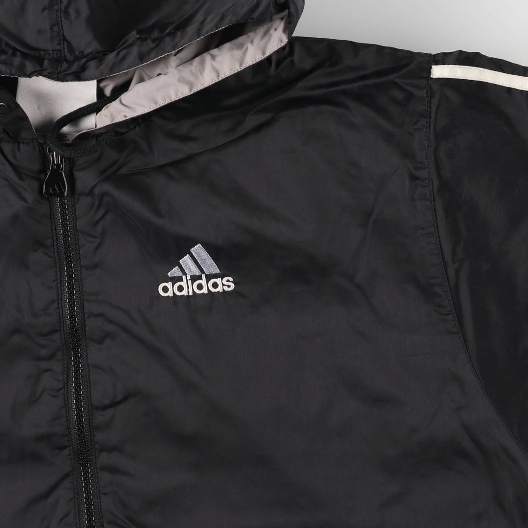 90s-00'S Adidas Half-Zip Hooded Nylon Pullover with Back Logo, Men's Size XL Nylon black type Vintage Second Hand