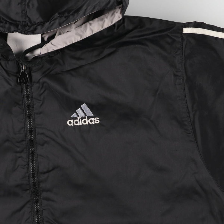 90s-00'S Adidas Half-Zip Hooded Nylon Pullover with Back Logo, Men's Size XL Nylon black type Vintage Second Hand