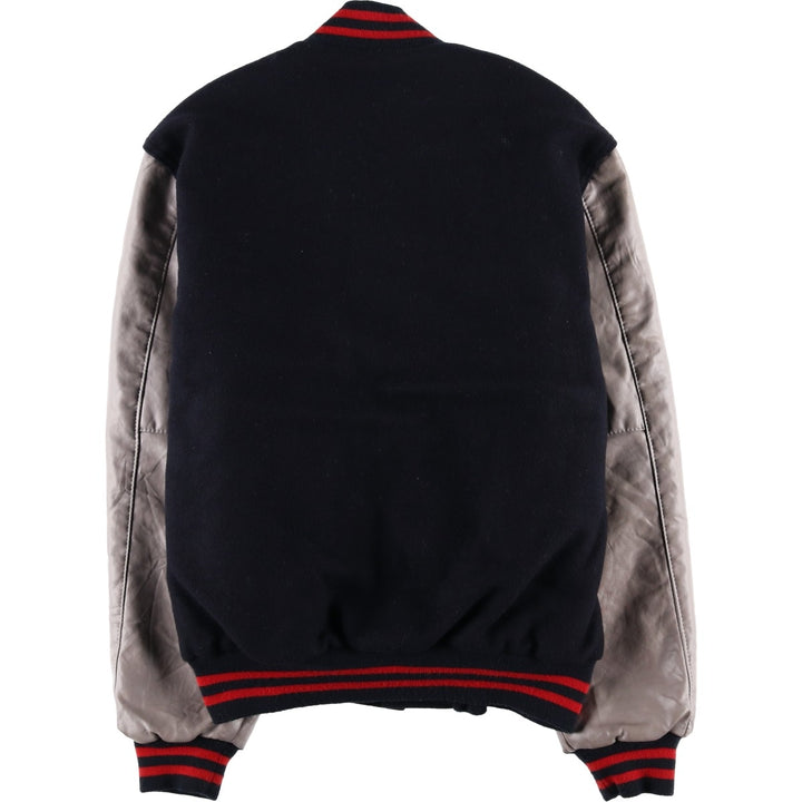 Holloway Men's XL Padded Varsity Jacket with Leather Sleeves and Wool Buttons unclear black type Vintage Second Hand