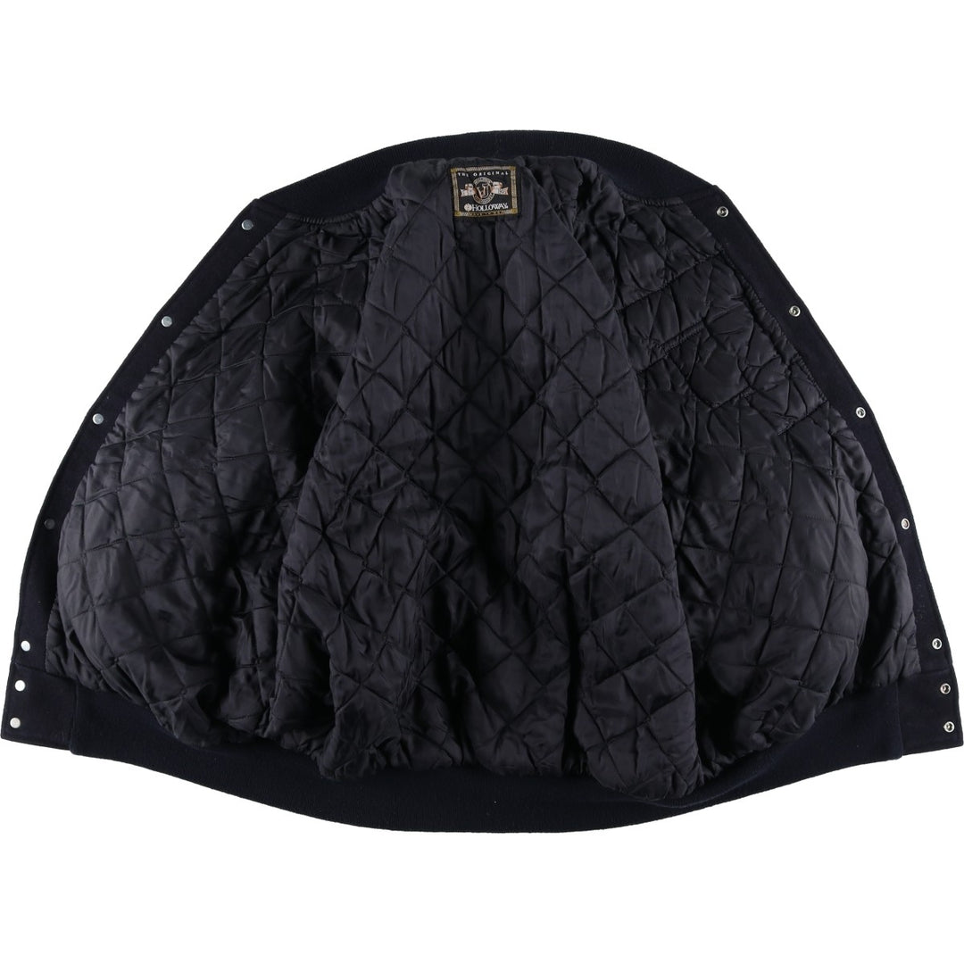 Holloway Men's XL Padded Varsity Jacket with Leather Sleeves and Wool Buttons unclear black type Vintage Second Hand