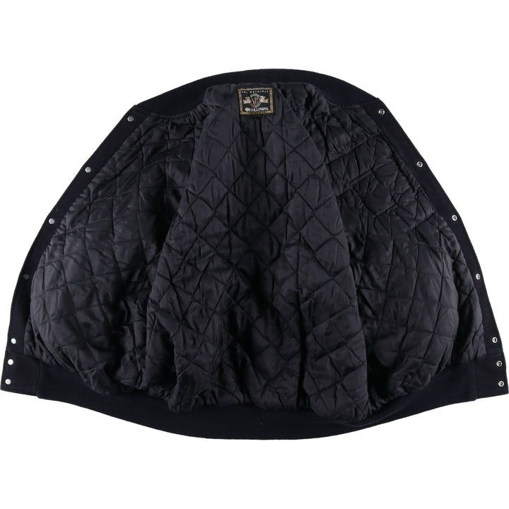 Holloway Men's XL Padded Varsity Jacket with Leather Sleeves and Wool Buttons unclear black type Vintage Second Hand