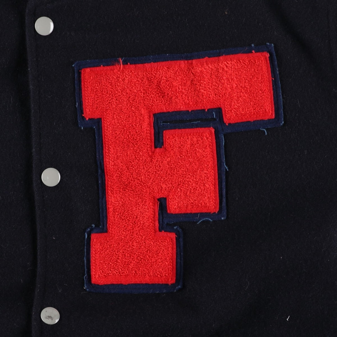 Holloway Men's XL Padded Varsity Jacket with Leather Sleeves and Wool Buttons unclear black type Vintage Second Hand