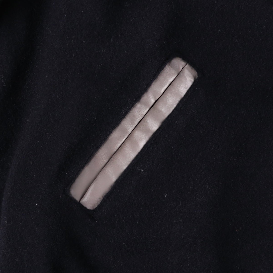 Holloway Men's XL Padded Varsity Jacket with Leather Sleeves and Wool Buttons unclear black type Vintage Second Hand