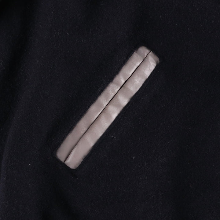 Holloway Men's XL Padded Varsity Jacket with Leather Sleeves and Wool Buttons unclear black type Vintage Second Hand