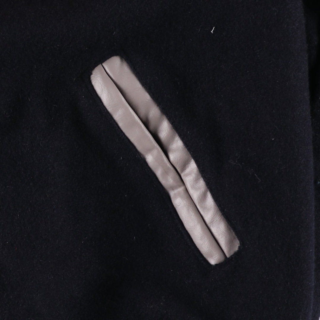 Holloway Men's XL Padded Varsity Jacket with Leather Sleeves and Wool Buttons unclear black type Vintage Second Hand