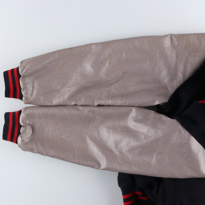 Holloway Men's XL Padded Varsity Jacket with Leather Sleeves and Wool Buttons unclear black type Vintage Second Hand