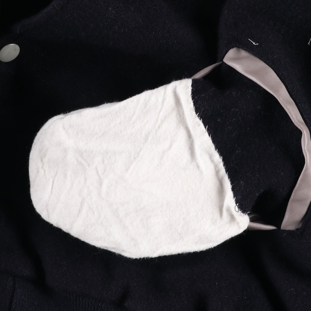 Holloway Men's XL Padded Varsity Jacket with Leather Sleeves and Wool Buttons unclear black type Vintage Second Hand