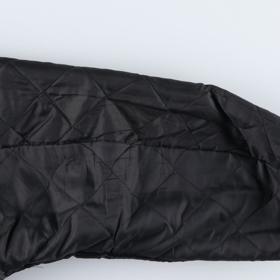 90'S DELONG Padded Varsity Jacket with Leather Sleeves and Wool Buttons, Men's Size XXL, Vintage wool blue type Vintage Second Hand