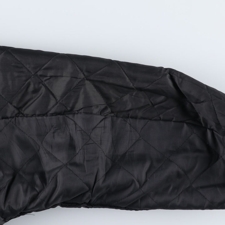 90'S DELONG Padded Varsity Jacket with Leather Sleeves and Wool Buttons, Men's Size XXL, Vintage wool blue type Vintage Second Hand