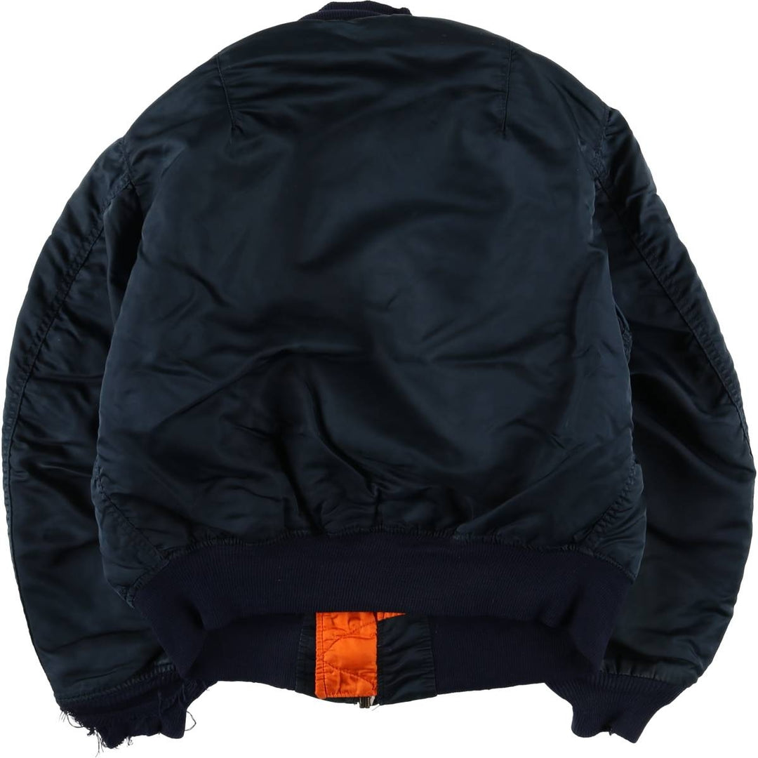 90'S civilian Alpha MA-1 style padded military flight jacket, made in the USA, men's size L, vintage Nylon navy blue type Vintage Second Hand