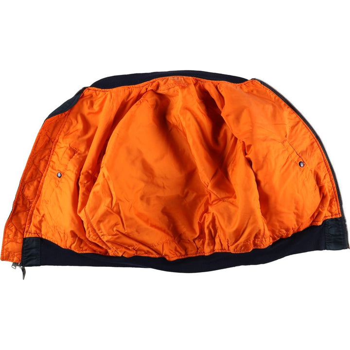 90'S civilian Alpha MA-1 style padded military flight jacket, made in the USA, men's size L, vintage Nylon navy blue type Vintage Second Hand