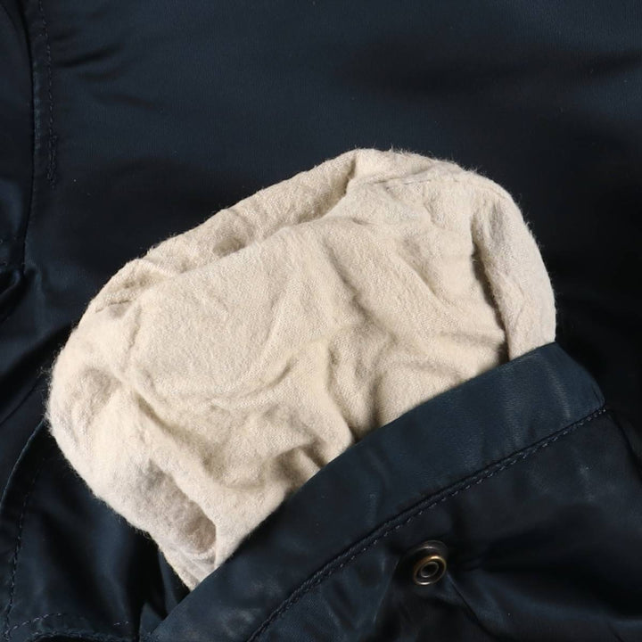 90'S civilian Alpha MA-1 style padded military flight jacket, made in the USA, men's size L, vintage Nylon navy blue type Vintage Second Hand
