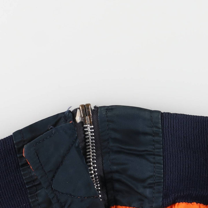 90'S civilian Alpha MA-1 style padded military flight jacket, made in the USA, men's size L, vintage Nylon navy blue type Vintage Second Hand