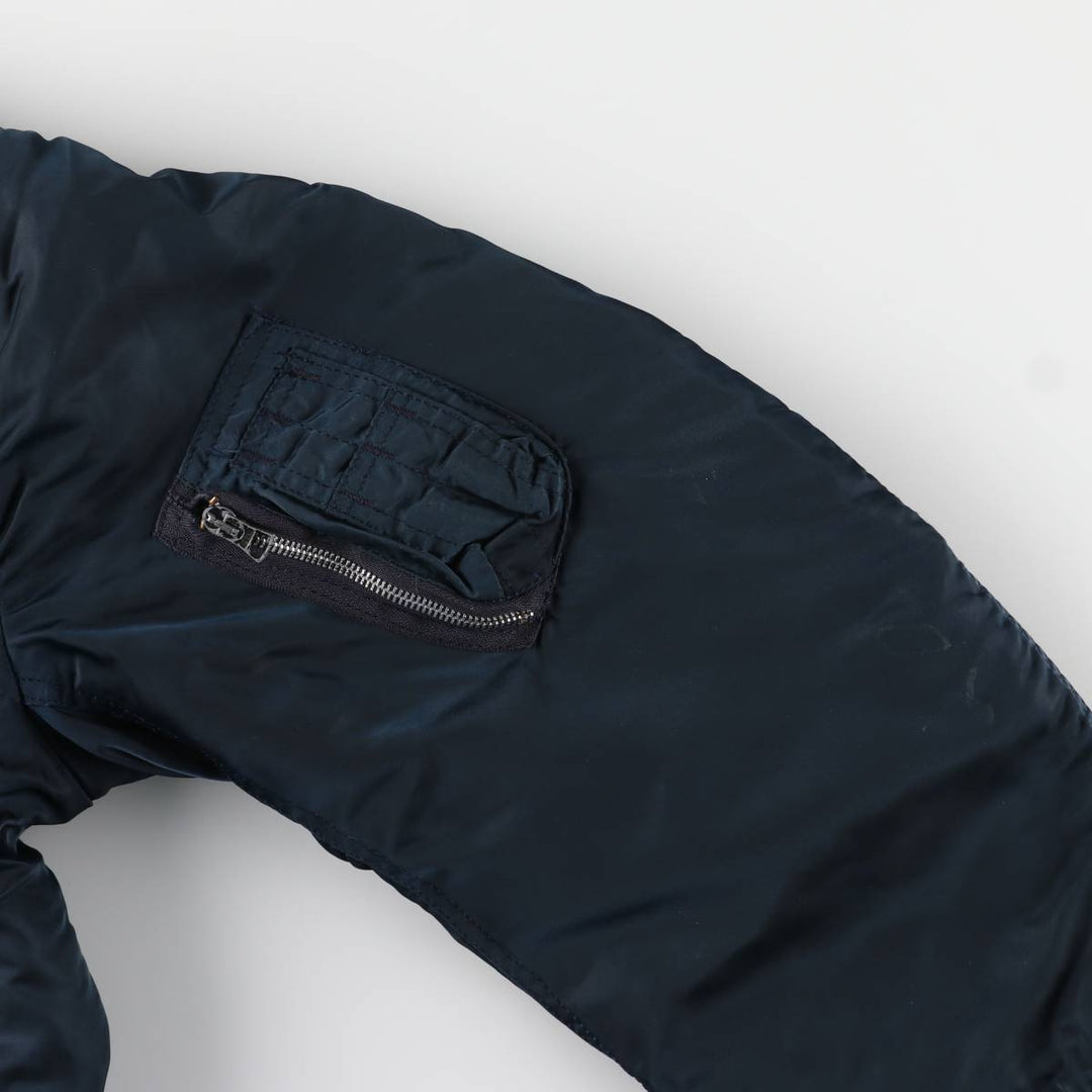 90'S civilian Alpha MA-1 style padded military flight jacket, made in the USA, men's size L, vintage Nylon navy blue type Vintage Second Hand