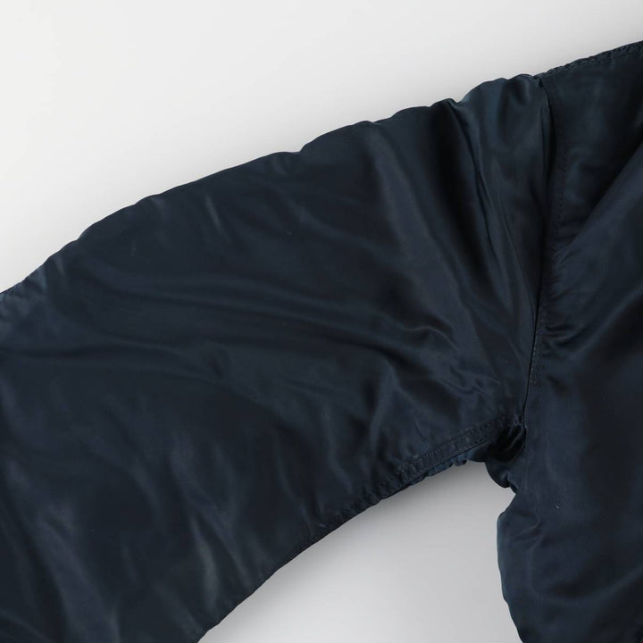 90'S civilian Alpha MA-1 style padded military flight jacket, made in the USA, men's size L, vintage Nylon navy blue type Vintage Second Hand