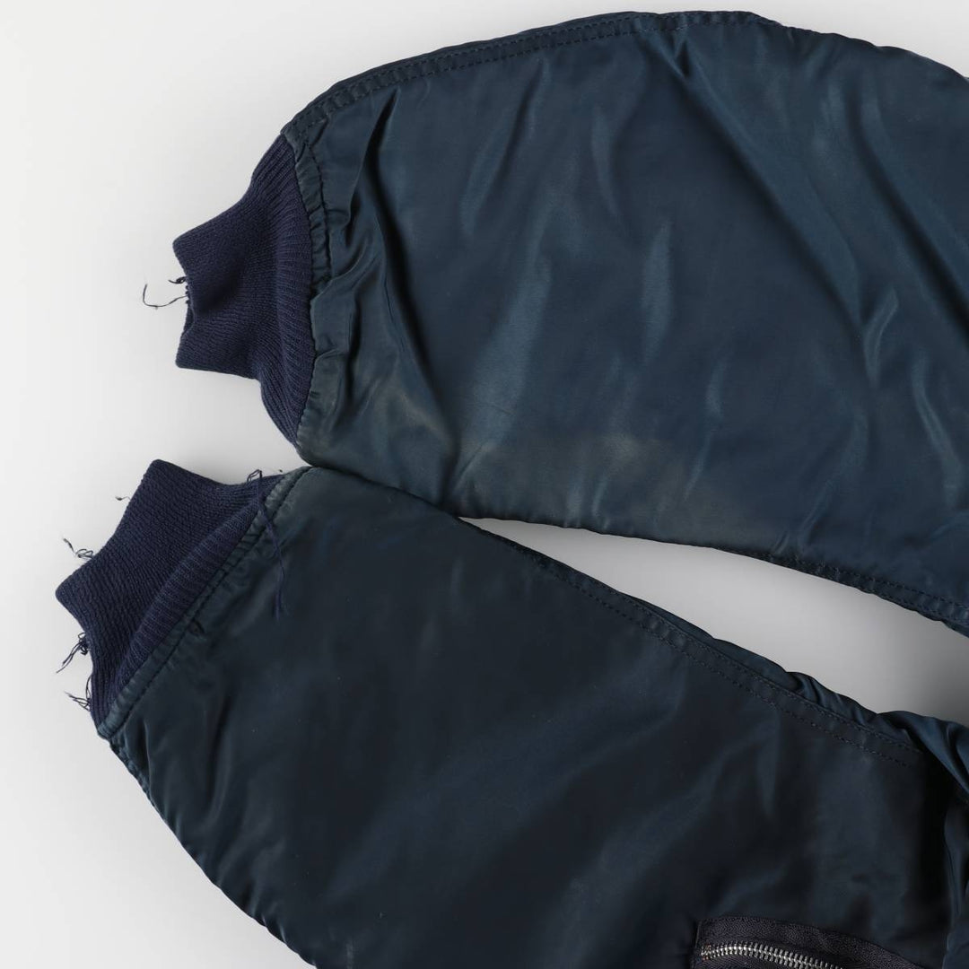 90'S civilian Alpha MA-1 style padded military flight jacket, made in the USA, men's size L, vintage Nylon navy blue type Vintage Second Hand