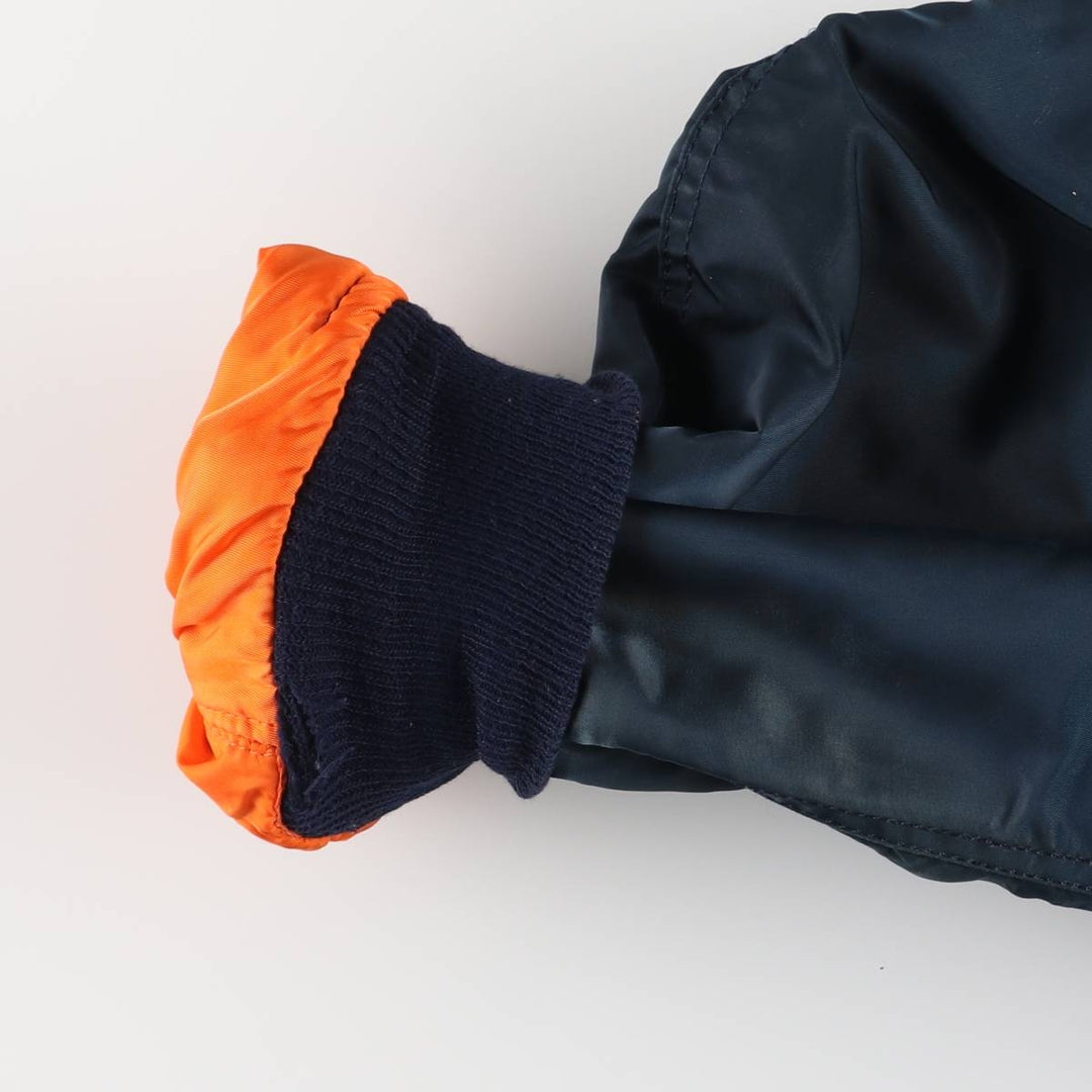 90'S civilian Alpha MA-1 style padded military flight jacket, made in the USA, men's size L, vintage Nylon navy blue type Vintage Second Hand