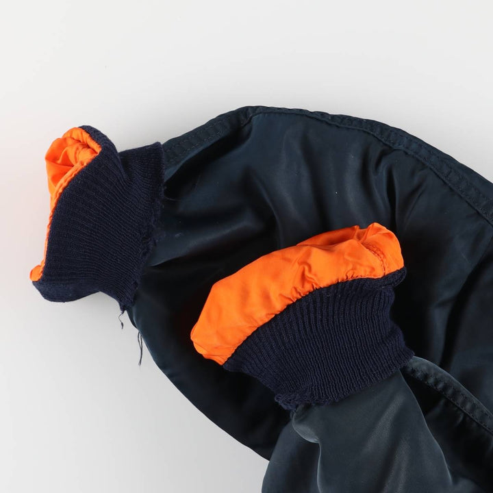 90'S civilian Alpha MA-1 style padded military flight jacket, made in the USA, men's size L, vintage Nylon navy blue type Vintage Second Hand