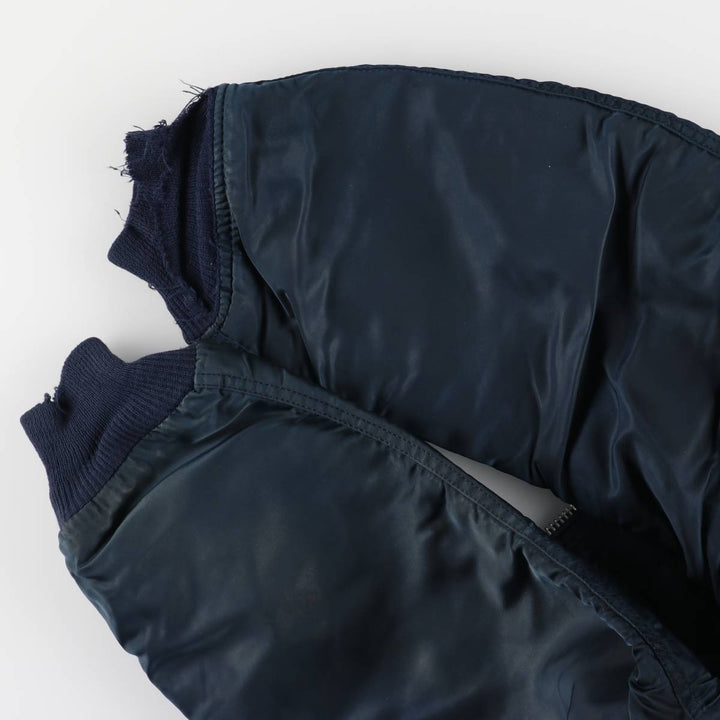 90'S civilian Alpha MA-1 style padded military flight jacket, made in the USA, men's size L, vintage Nylon navy blue type Vintage Second Hand