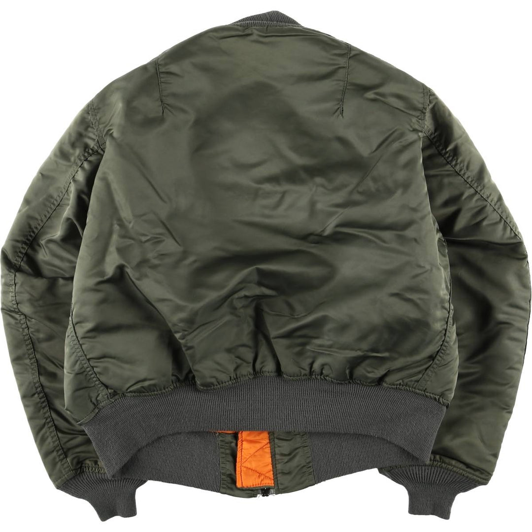 90'S civilian Alpha MA-1 style padded military flight jacket, made in the USA, men's size L, vintage Nylon Khaki type Vintage Second Hand