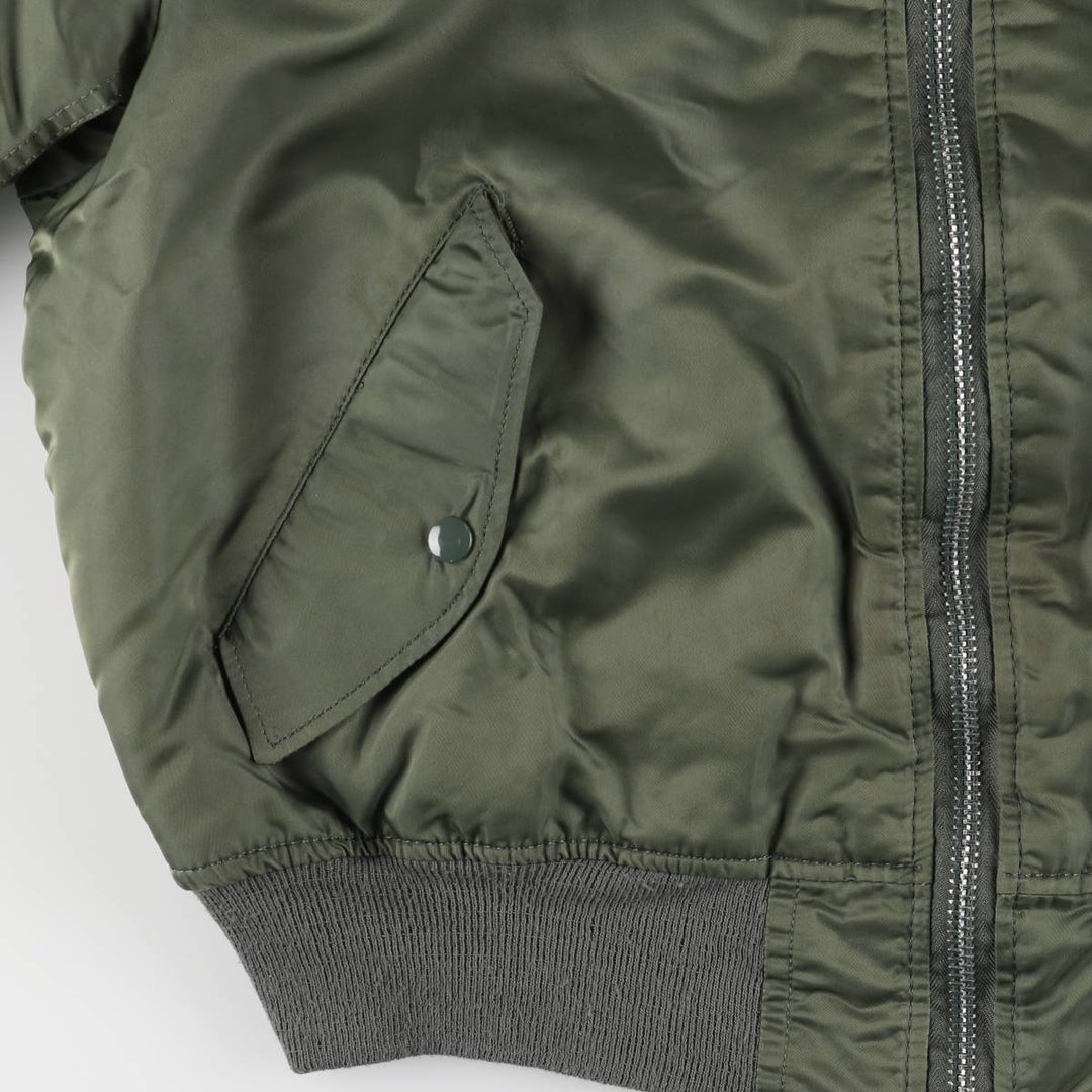 90'S civilian Alpha MA-1 style padded military flight jacket, made in the USA, men's size L, vintage Nylon Khaki type Vintage Second Hand