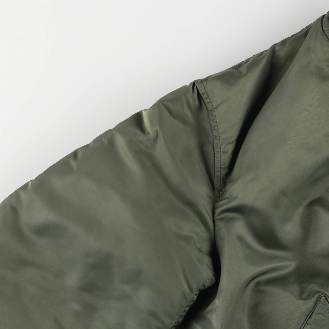 90'S civilian Alpha MA-1 style padded military flight jacket, made in the USA, men's size L, vintage Nylon Khaki type Vintage Second Hand