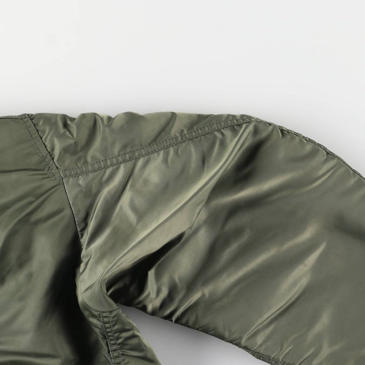 90'S civilian Alpha MA-1 style padded military flight jacket, made in the USA, men's size L, vintage Nylon Khaki type Vintage Second Hand