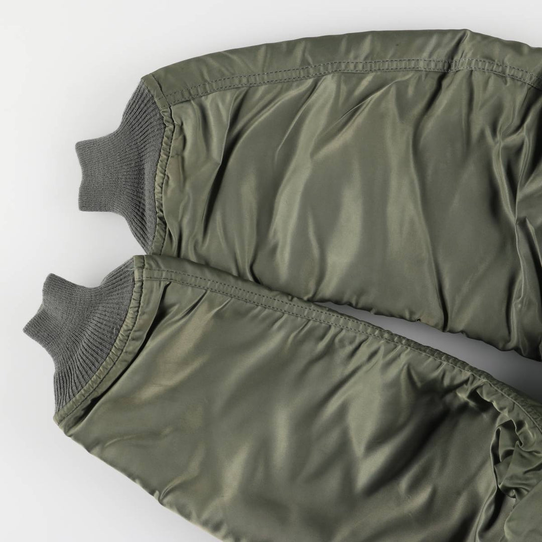 90'S civilian Alpha MA-1 style padded military flight jacket, made in the USA, men's size L, vintage Nylon Khaki type Vintage Second Hand