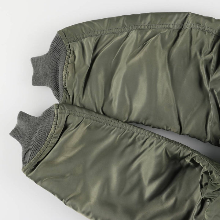 90'S civilian Alpha MA-1 style padded military flight jacket, made in the USA, men's size L, vintage Nylon Khaki type Vintage Second Hand