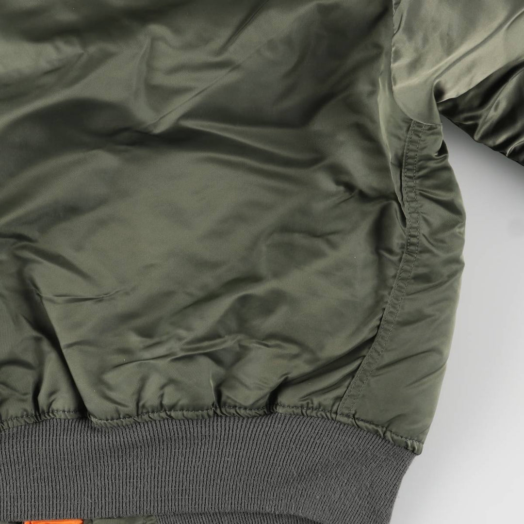 90'S civilian Alpha MA-1 style padded military flight jacket, made in the USA, men's size L, vintage Nylon Khaki type Vintage Second Hand