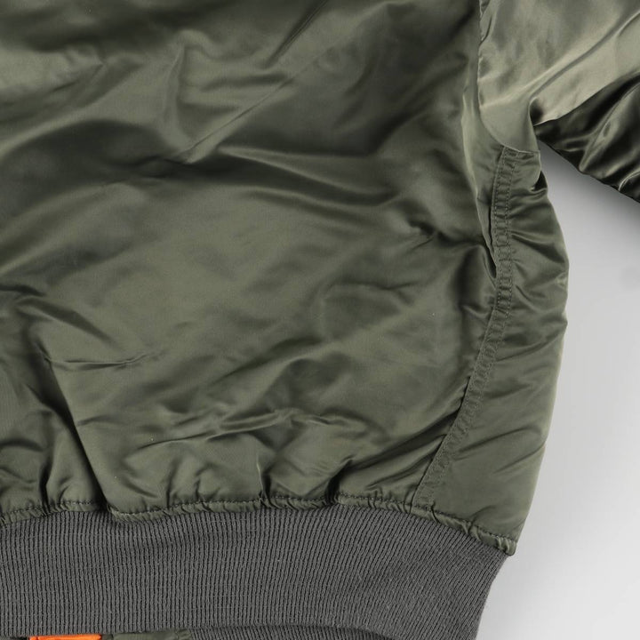 90'S civilian Alpha MA-1 style padded military flight jacket, made in the USA, men's size L, vintage Nylon Khaki type Vintage Second Hand