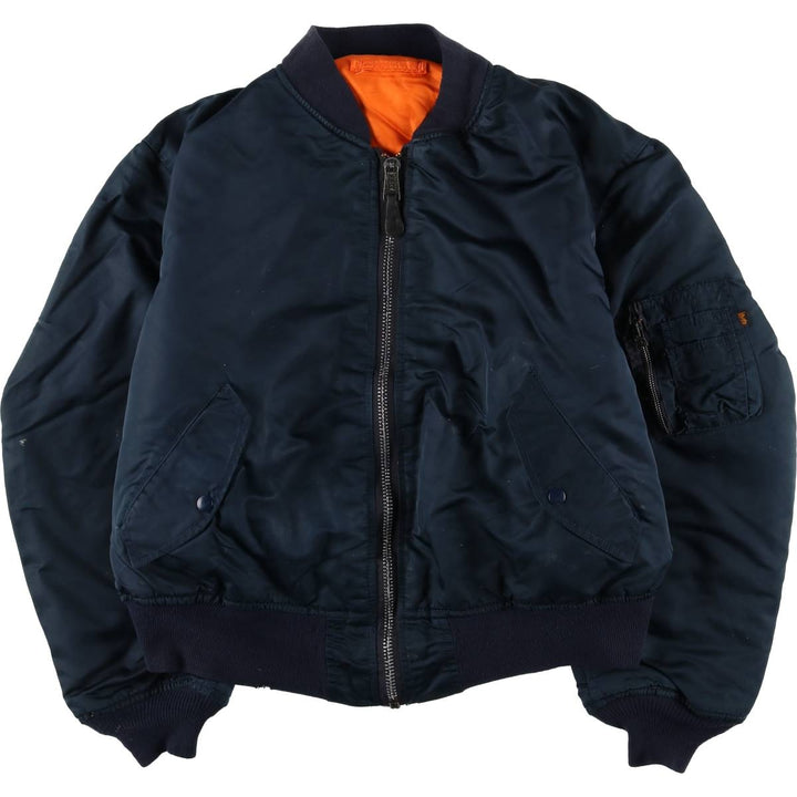 90'S civilian Alpha MA-1 style padded military flight jacket, made in the USA, men's size XL, vintage Nylon navy blue type Vintage Second Hand