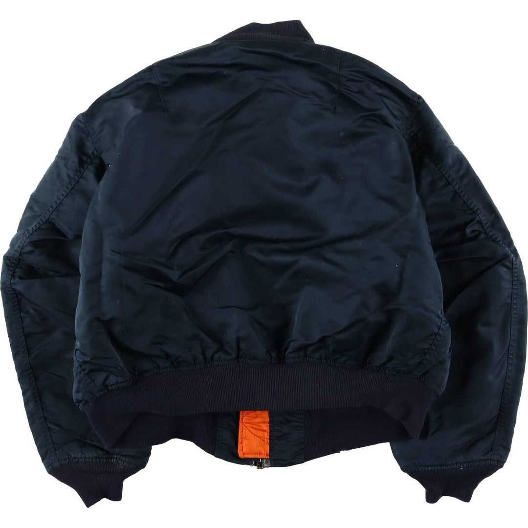 90'S civilian Alpha MA-1 style padded military flight jacket, made in the USA, men's size XL, vintage Nylon navy blue type Vintage Second Hand