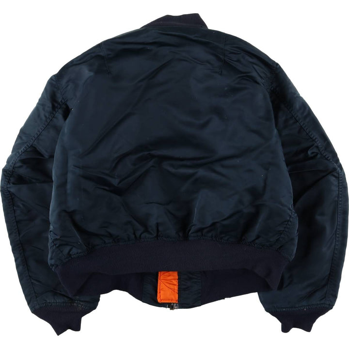 90'S civilian Alpha MA-1 style padded military flight jacket, made in the USA, men's size XL, vintage Nylon navy blue type Vintage Second Hand