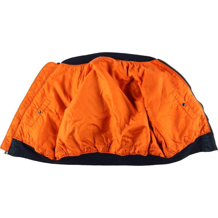 90'S civilian Alpha MA-1 style padded military flight jacket, made in the USA, men's size XL, vintage Nylon navy blue type Vintage Second Hand