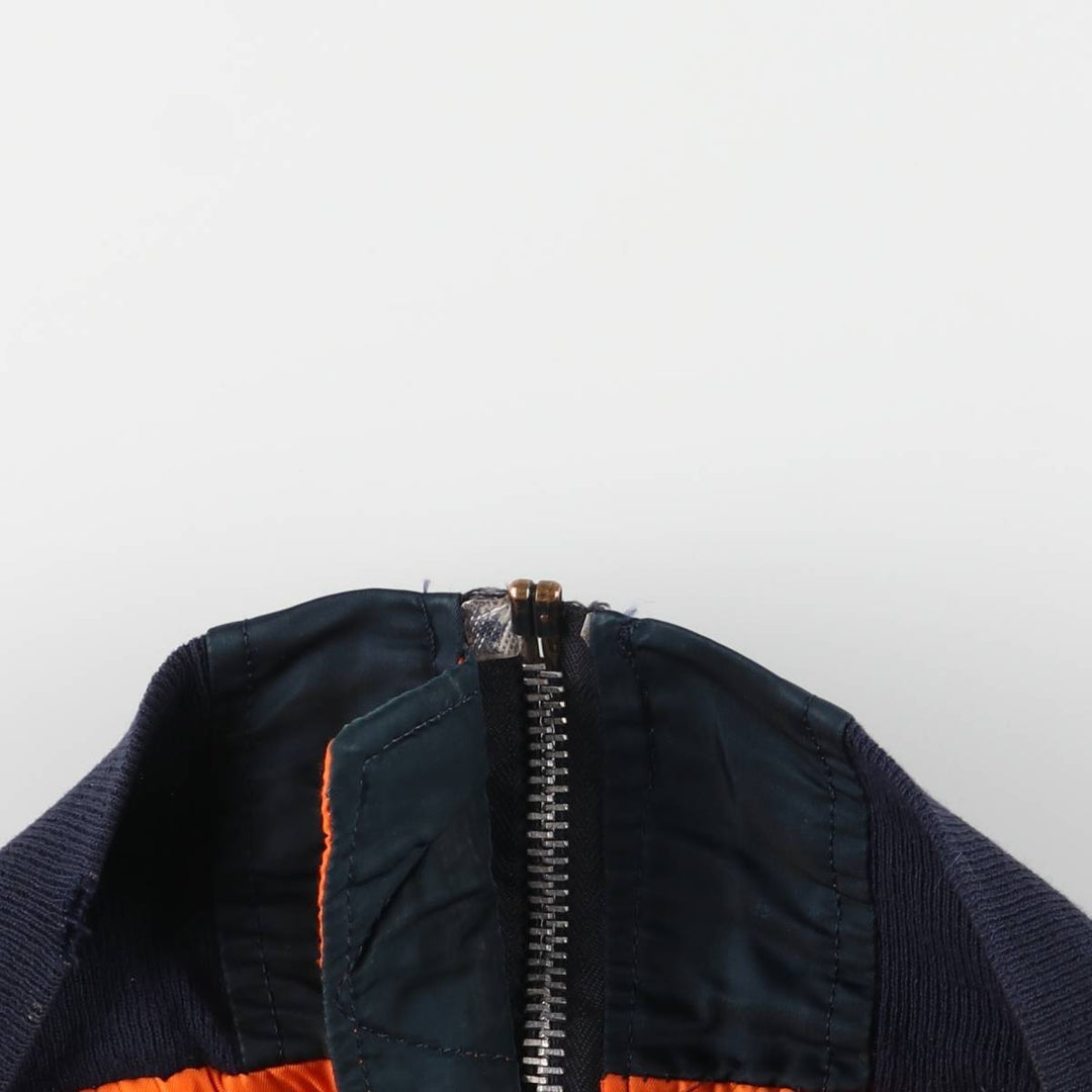 90'S civilian Alpha MA-1 style padded military flight jacket, made in the USA, men's size XL, vintage Nylon navy blue type Vintage Second Hand