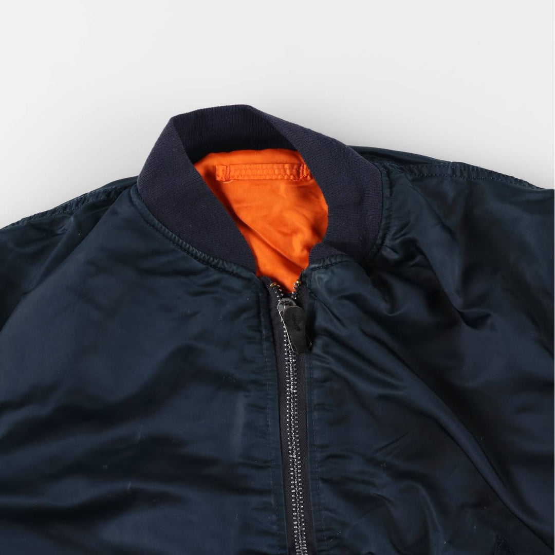 90'S civilian Alpha MA-1 style padded military flight jacket, made in the USA, men's size XL, vintage Nylon navy blue type Vintage Second Hand