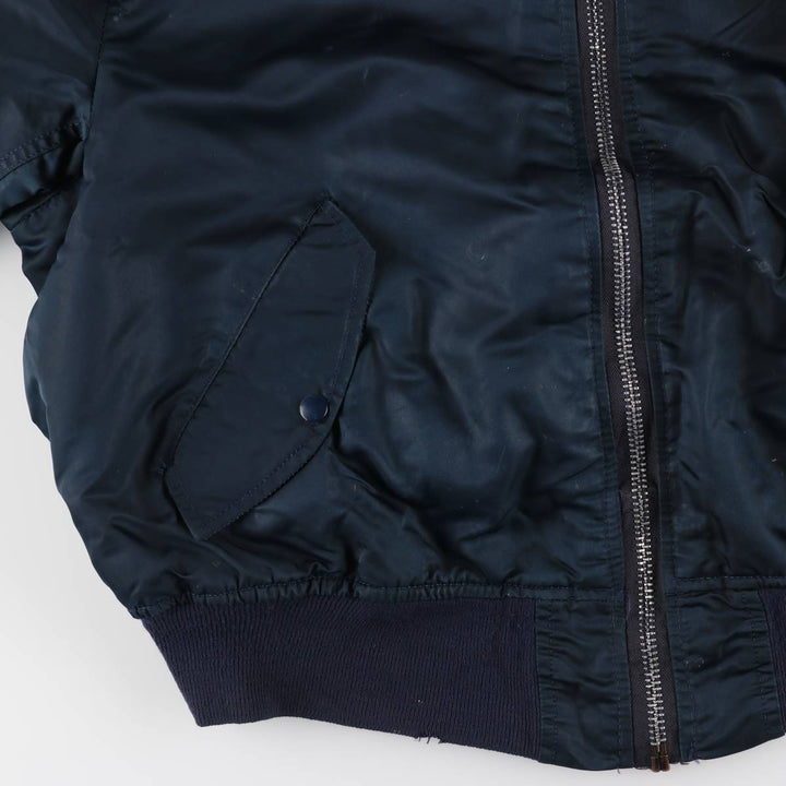 90'S civilian Alpha MA-1 style padded military flight jacket, made in the USA, men's size XL, vintage Nylon navy blue type Vintage Second Hand