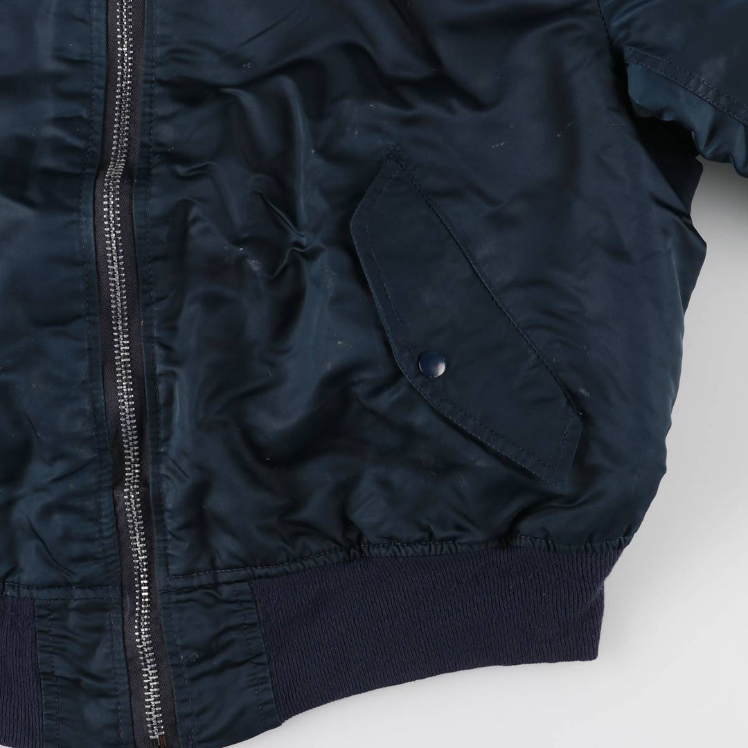 90'S civilian Alpha MA-1 style padded military flight jacket, made in the USA, men's size XL, vintage Nylon navy blue type Vintage Second Hand
