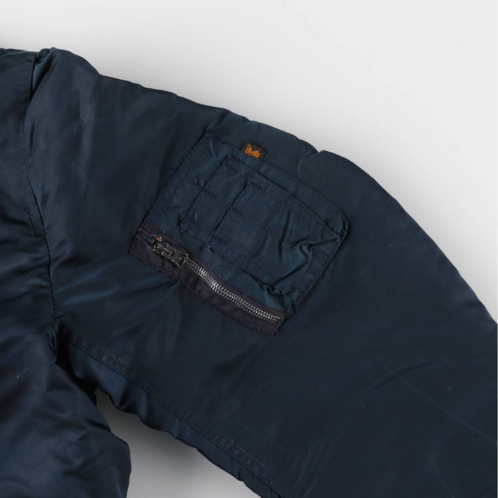 90'S civilian Alpha MA-1 style padded military flight jacket, made in the USA, men's size XL, vintage Nylon navy blue type Vintage Second Hand