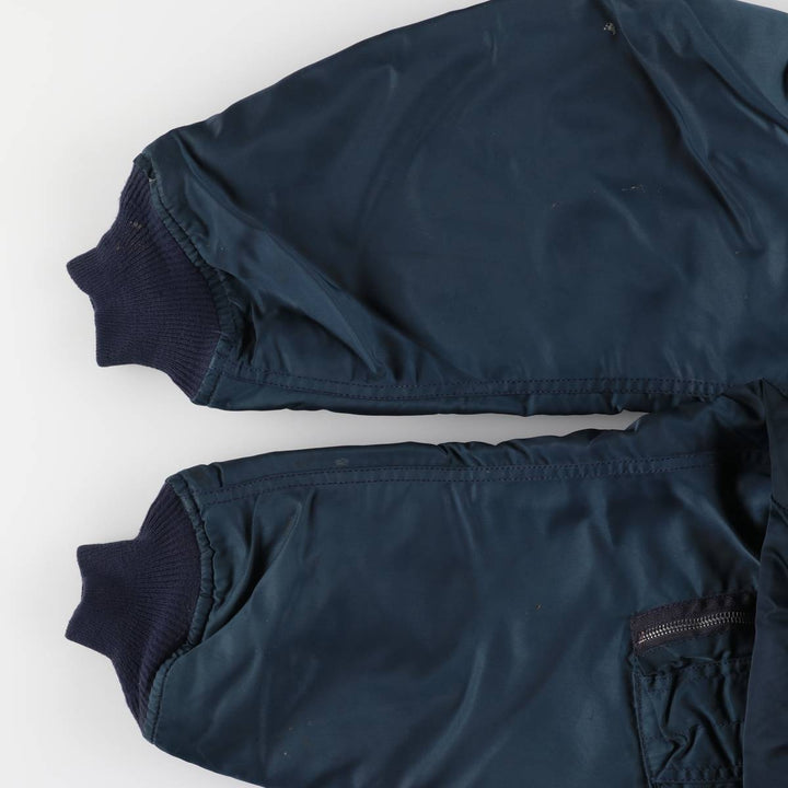 90'S civilian Alpha MA-1 style padded military flight jacket, made in the USA, men's size XL, vintage Nylon navy blue type Vintage Second Hand