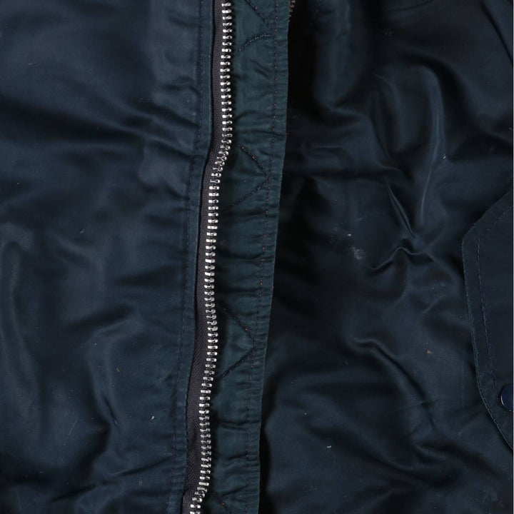90'S civilian Alpha MA-1 style padded military flight jacket, made in the USA, men's size XL, vintage Nylon navy blue type Vintage Second Hand
