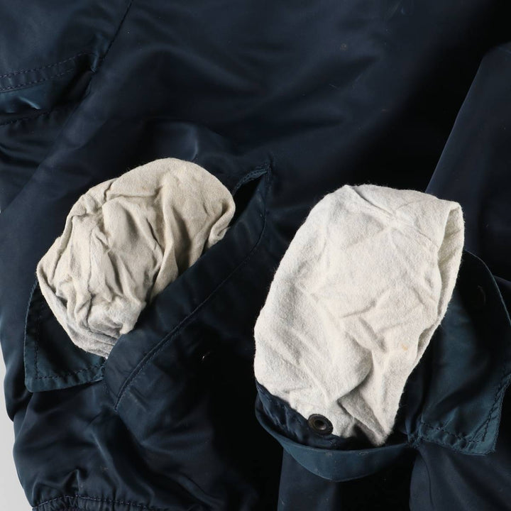 90'S civilian Alpha MA-1 style padded military flight jacket, made in the USA, men's size XL, vintage Nylon navy blue type Vintage Second Hand